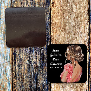 Kırmızı Elbiseli Gelin Temalı Doğum Günü Magnet