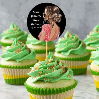 Kırmızı Elbiseli Gelin Temalı Parti Kürdan Süs