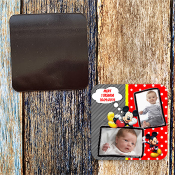 Kırmızı Fonlu Mickey  Mouse Magnet