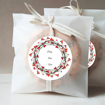 Kırmızı Gala Çiçek Temalı Söz Nişan Nikah Sticker