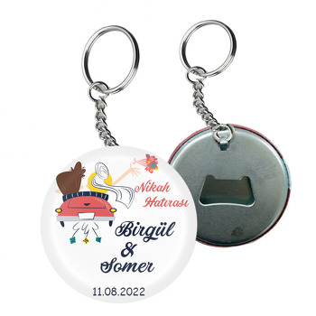 Kırmızı Gelin Arabası Temalı Arkası Açacak Anahtarlık