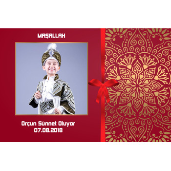 Kırmızı Gold Temalı Sünnet  Magneti