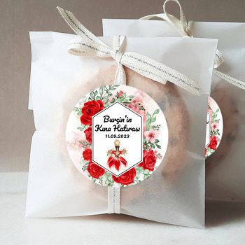 Kırmızı Gül ile Çiçek Kıyafetli Gelin Temalı Yapışkanlı Sticker