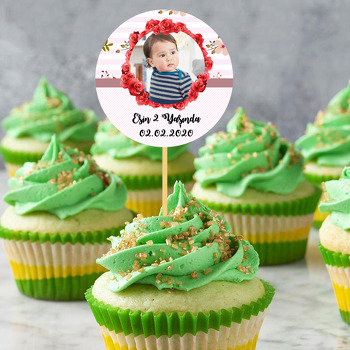 Kırmızı Gül Temalı Resimli Kürdan Süs