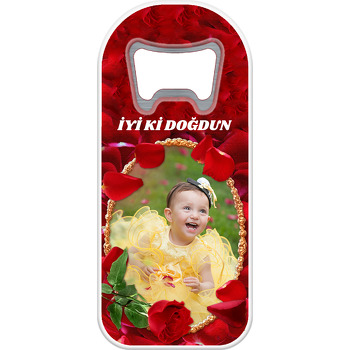 Kırmızı Gül Temalı Uzun Resimli Magnet Açacak