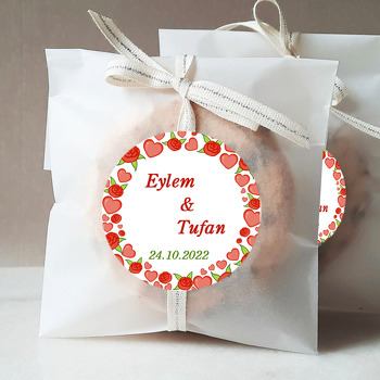 Kırmızı Güller ile Kalpler Temalı Sticker