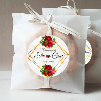 Kırmızı Güller Temalı Söz Nişan Nikah Sticker