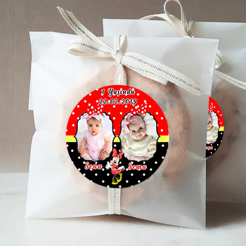 Kırmızı İkiz Minnie Temalı Resimli Sticker