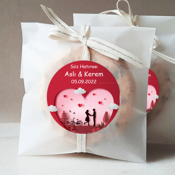 Kırmızı Kalp İçerisinde Bisiklet ile Sevgililer Temalı Sticker