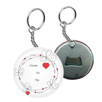 Kırmızı Kalpler Temalı Söz Nişan Nikah Arkası Açacak Anahtarlık