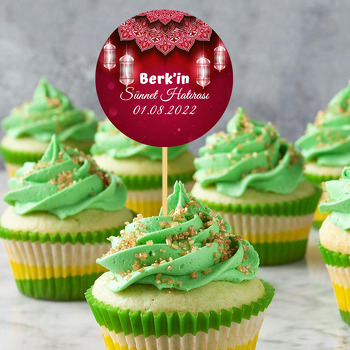 Kırmızı Kandil Işıkları ve Mandala ile Sünnet Temalı Parti Kürdan Süs