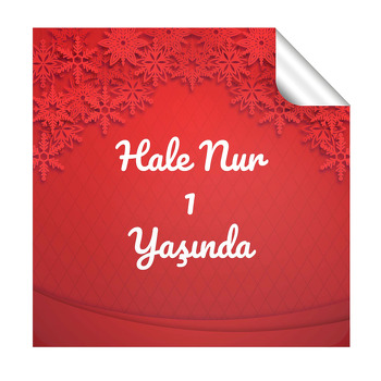 Kırmızı Kar Taneleri Temalı Kare Parti Etiket