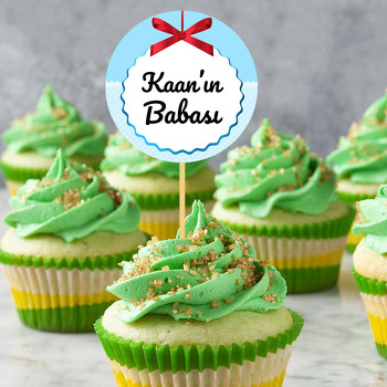 Kırmızı Kurdele ile Mavi Puantiye Fon Temalı Parti Kürdan Süs