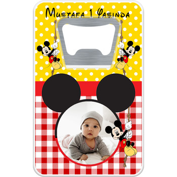 Kırmızı Mickey Mouse Temalı Resimli Dikdörtgen Magnet Açacak
