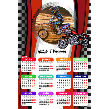 Kırmızı Motorsiklet  Temalı Takvim Magnet