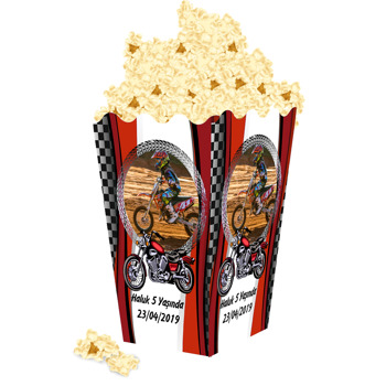 Kırmızı  Motorsiklet Temalı Temalı Popcorn Kutusu