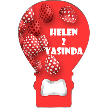 Kırmızı Paskalya Yumurtaları Temalı Balon Ahşap Magnet 