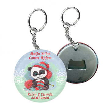 Kırmızı Şapkalı Panda Temalı Arkası Açacak Anahtarlık