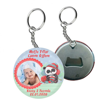 Kırmızı Şapkalı Panda Temalı Resimli Arkası Açacak Anahtarlık