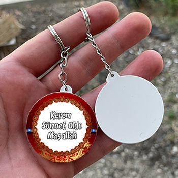 Kırmızı Sünnet Temalı Daire Plastik Anahtarlık