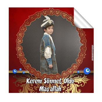 Kırmızı Sünnet Temalı Kare Etiket