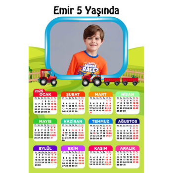 Kırmızı Traktör Temalı Takvim Magnet