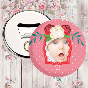 Kırmızı ve Beyaz Gül Temalı Resimli Magnet Açacak