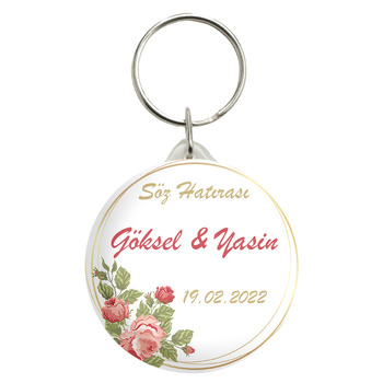 Kırmızı Yaban Gülleri Temalı Anahtarlık