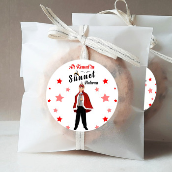 Kırmızı Yıldızlı Sünnet Çocuğu Hatırası Temalı Sticker