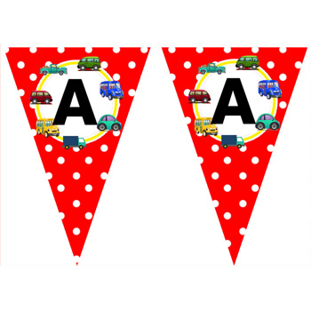 Kırmızı Zeminli Araba Çerçeveli Parti Banner