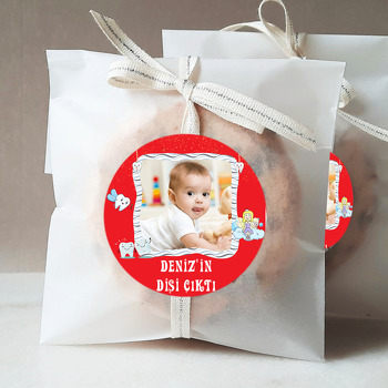 Kırmızı Zeminli Diş Temalı Resimli Sticker
