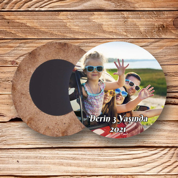 Kişiye Özel Ahşap Daire Magnet