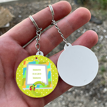 Kişiye Özel C Harfi Temalı Daire Plastik Anahtarlık