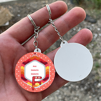 Kişiye Özel F Harfi Temalı Daire Plastik Anahtarlık