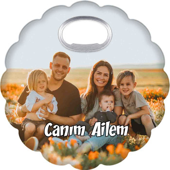 Kişiye Özel Fotoğraflı Çiçek Şekilli Magnet Açacak Tasarla