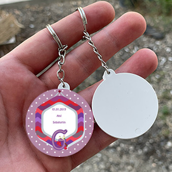 Kişiye Özel G Harfi Temalı Daire Plastik Anahtarlık