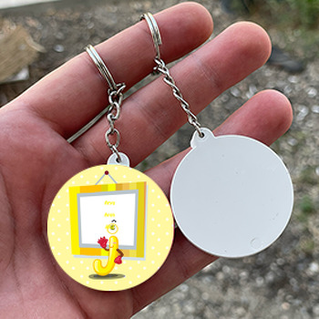 Kişiye Özel J Harfi Temalı Daire Plastik Anahtarlık