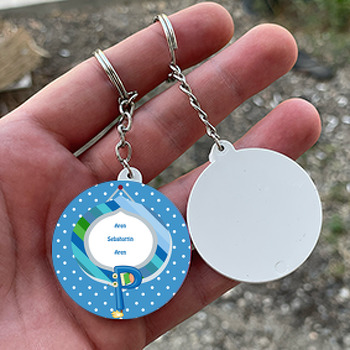 Kişiye Özel P Harfi Temalı Daire Plastik Anahtarlık