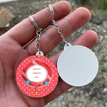 Kişiye Özel T Harfi Temalı Daire Plastik Anahtarlık