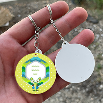 Kişiye Özel Y Harfi Temalı Daire Plastik Anahtarlık