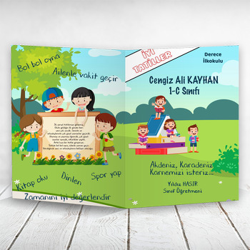 Kitaplarla Piknik Temalı Okul Karne Kılıfı