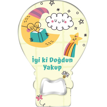 Kitaplı Aydede Temalı Balon Ahşap Magnet 