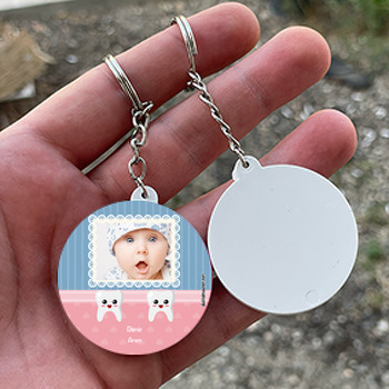Kız Bebek için Gülen Diş Temalı Diş Daire Plastik Anahtarlık