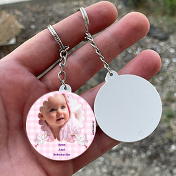 Kız Bebek İçin Hoşgeldin Bebek Daire Plastik Anahtarlık