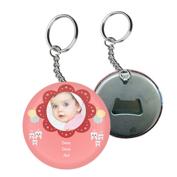 Kız Bebek İçin Kırmızı Çerçeve Temalı Diş Arkası Açacak Anahtarlık