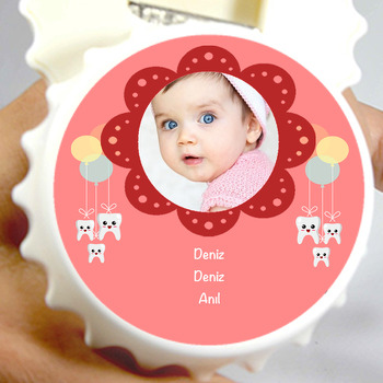 Kız Bebek İçin Kırmızı Çerçeve Temalı Diş Kapak Şekilli Magnet Açacak