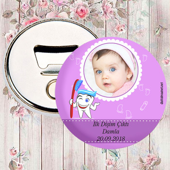 Kız Bebek İçin  Mor Temalı Diş Buğdayı Magnet Açacak