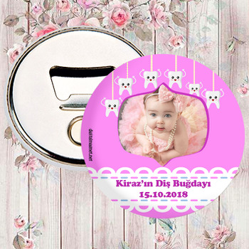 Kız Bebek İçin Pembe Temalı Diş Buğdayı Magnet Açacak