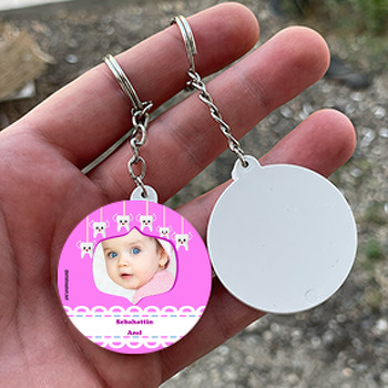 Kız Bebek İçin Pembe Temalı Diş Daire Plastik Anahtarlık