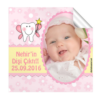 Kız Bebekler İçin Diş Buğdayı  Kare Etiket